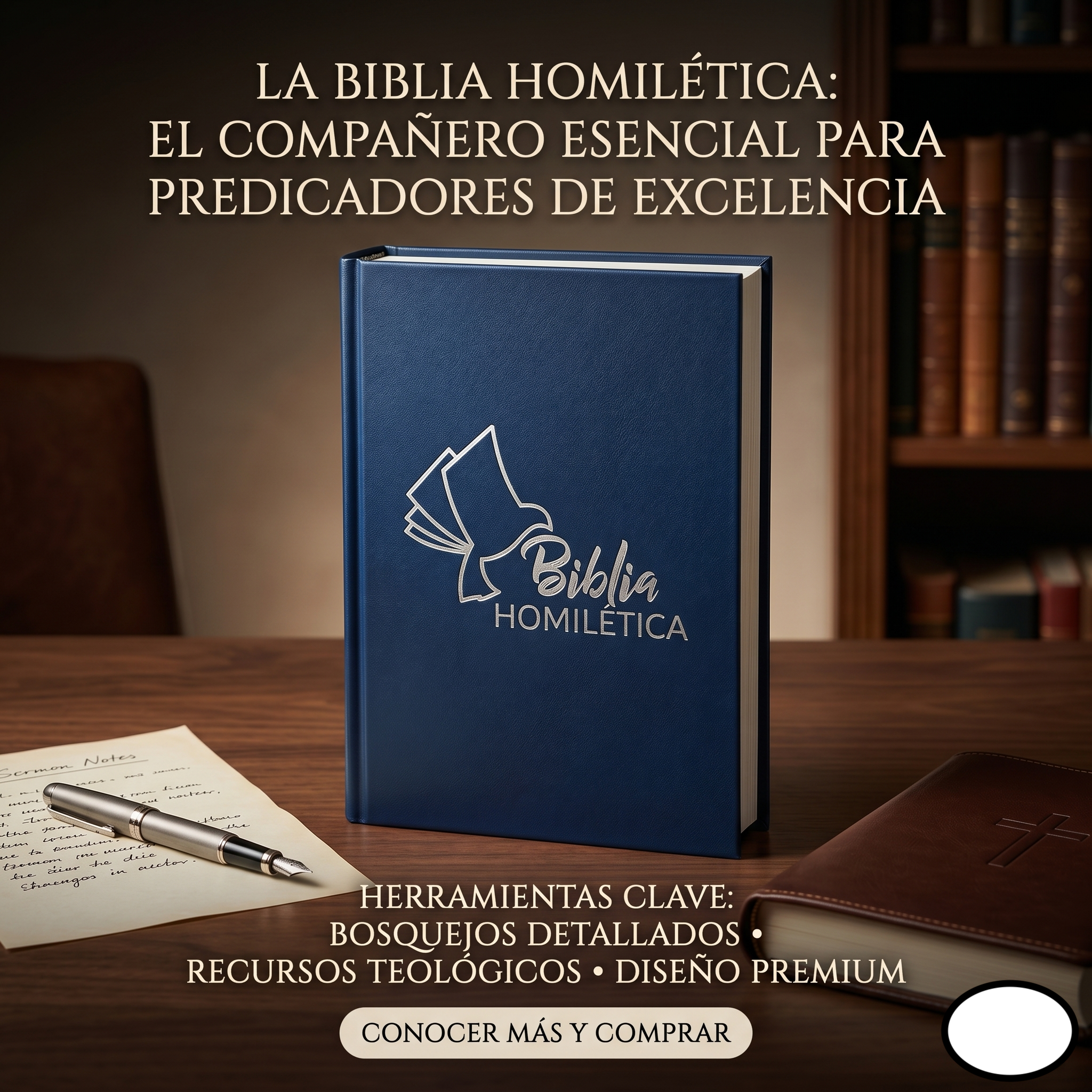 Biblia Homilética® RVR60 Tapa Azul Pasta Dura | Letra Grande para Pastores y Predicadores